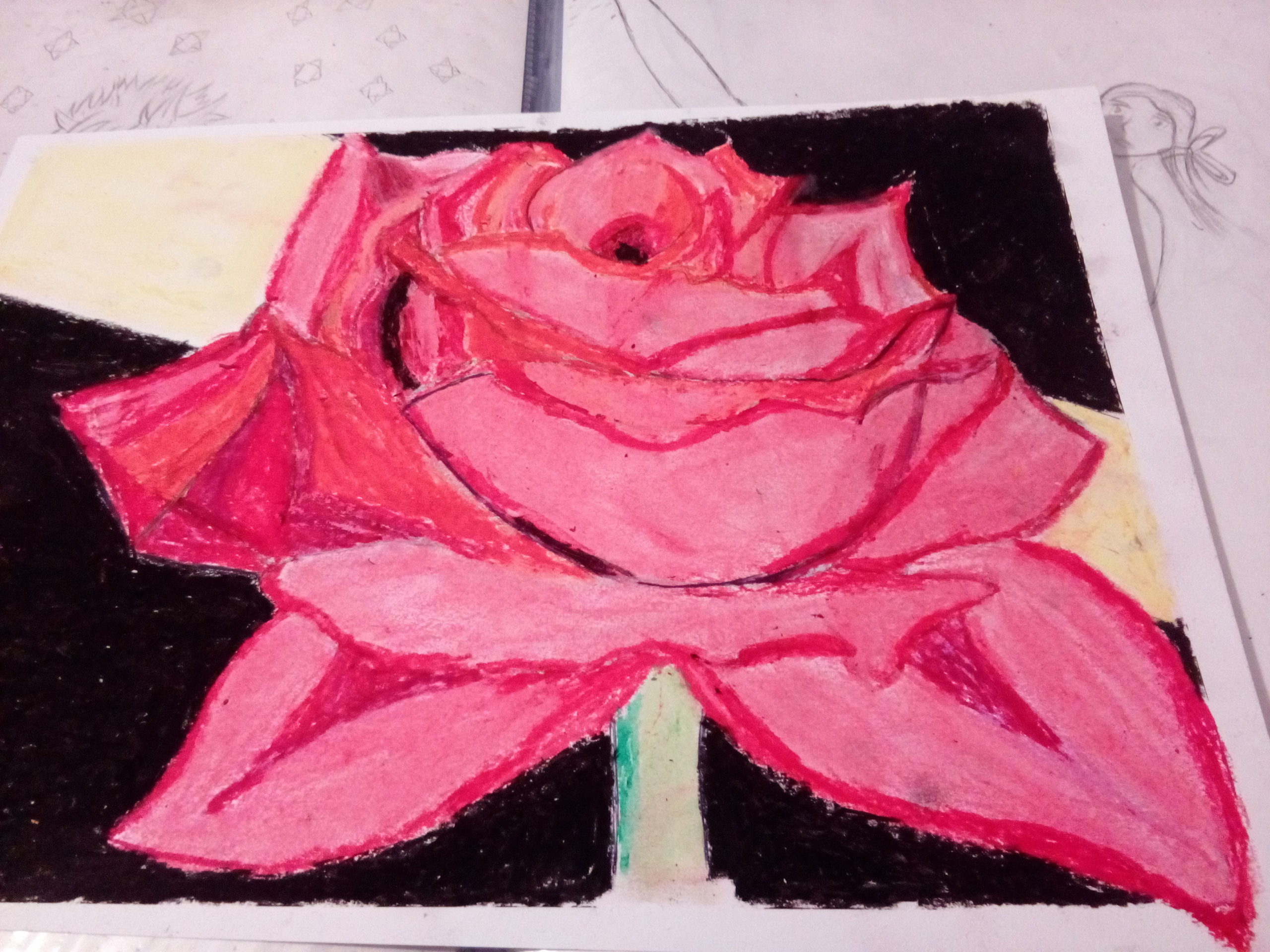 rose pastel huile