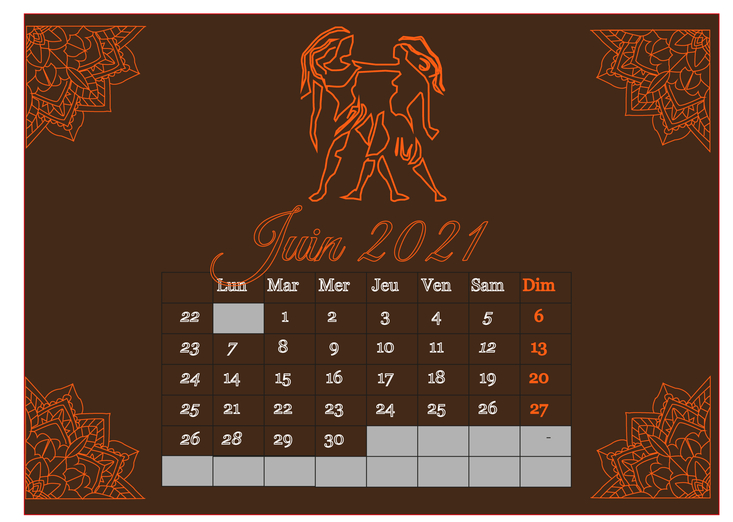 Juin 2021 Calendrier 2021 Illustrator Bouclainville infographiste