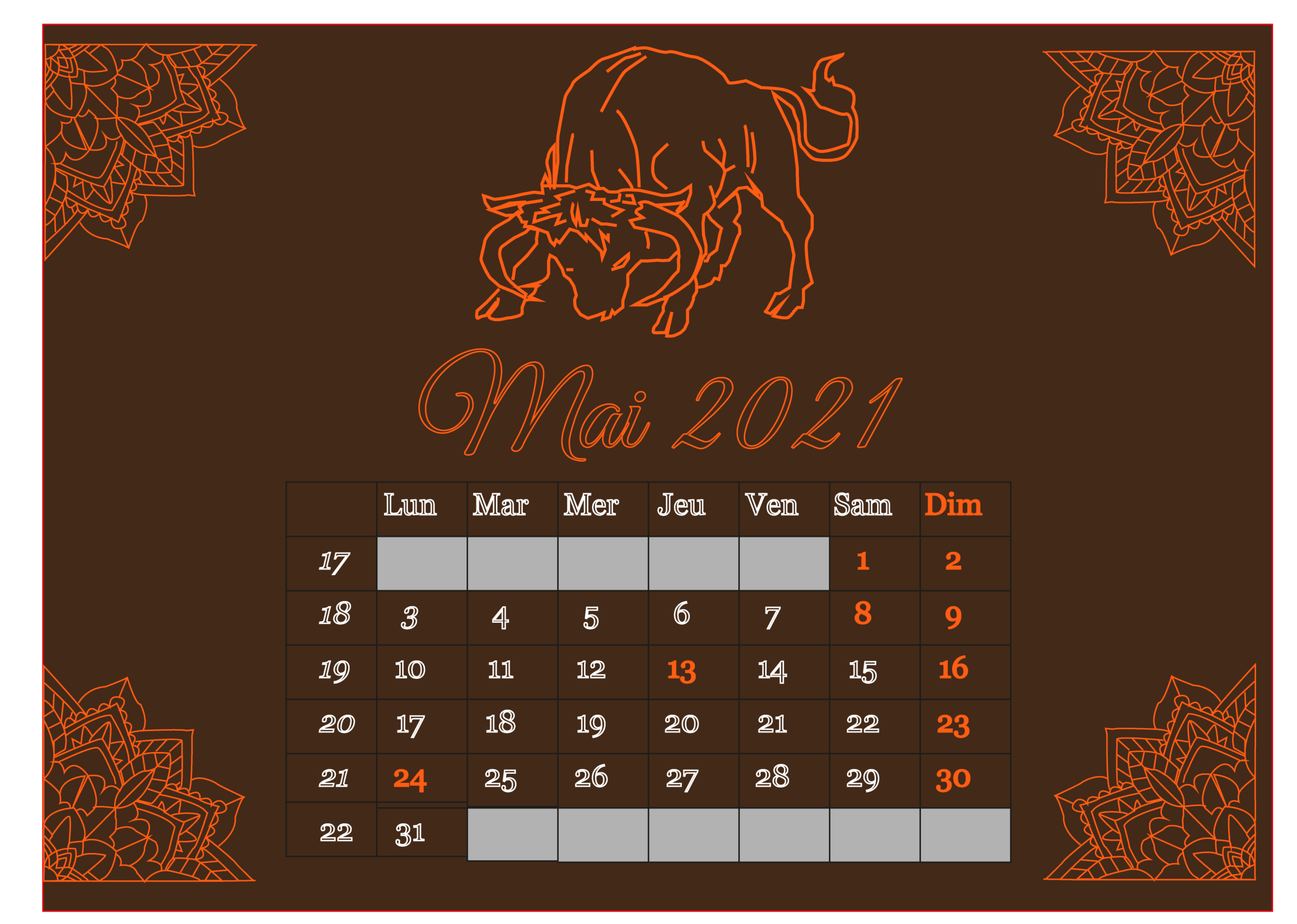 Mai 2021 Calendrier 2021 Illustrator Bouclainville infographiste